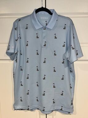 Bonobos Golf Light Blue Polo Flag Print - Size S